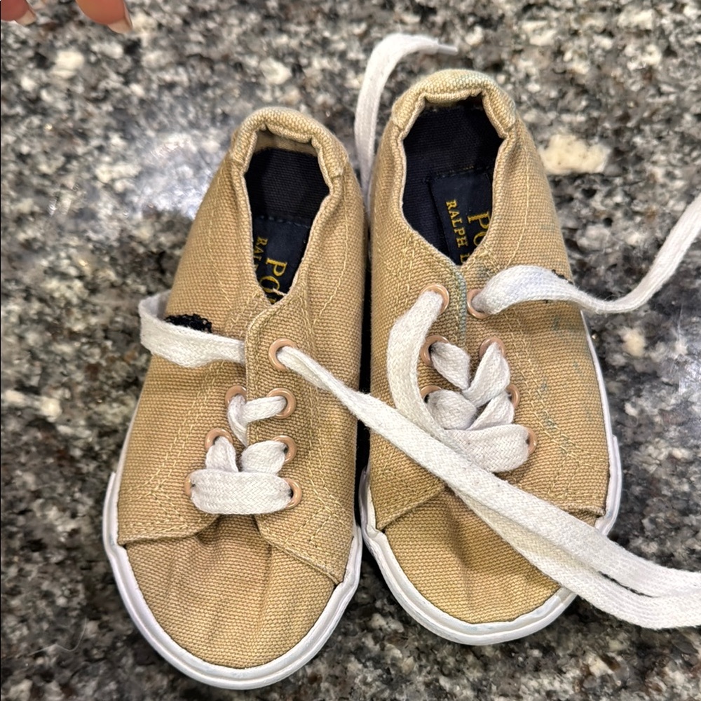 Polo by Ralph Lauren Tan Canvas Sneakers Low-Top Casual
